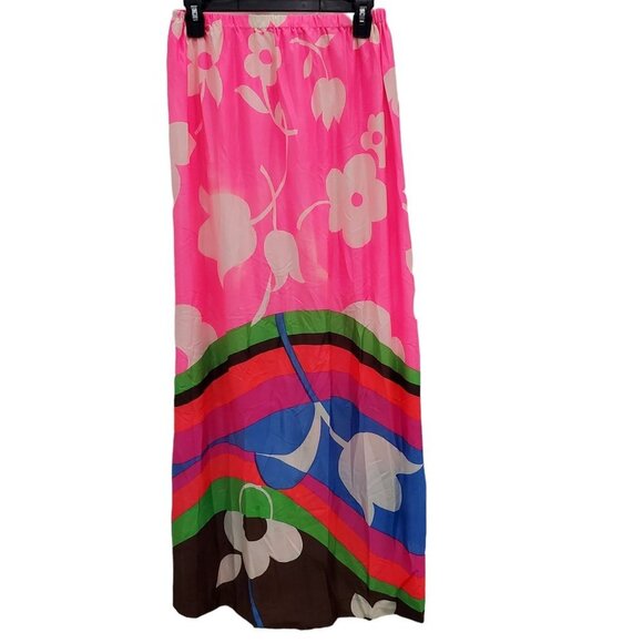 Vintage Dresses & Skirts - Kamehameha Women's Vintage 1960s 1970s Bright Retro Aloha Trippy Maxi Skirt Sz S